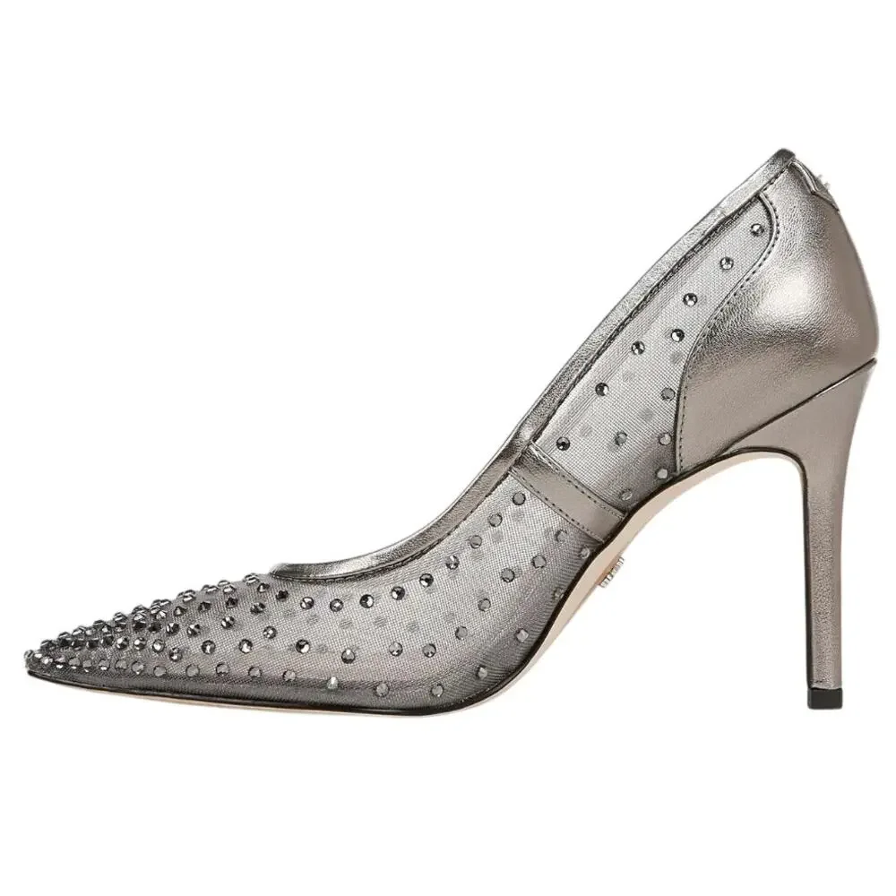Sam Edelman Womens Hazel Pumps US 7.5 M EU 38 Grey Mesh Stiletto NWOB
